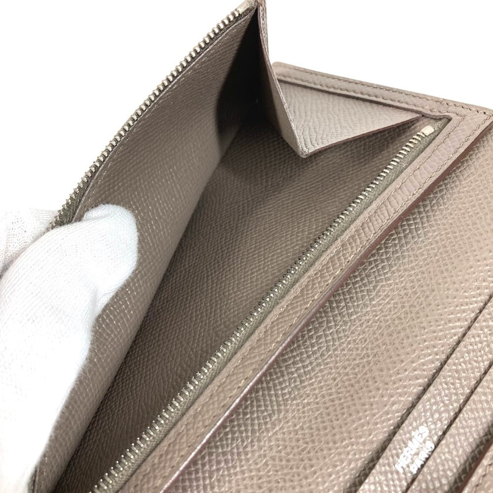 HERMES Bearn Souffle Bearn Souffle Long wallet, bi-fold, H logo Long Wallet Epsom Etain gray/SilverHardware Used