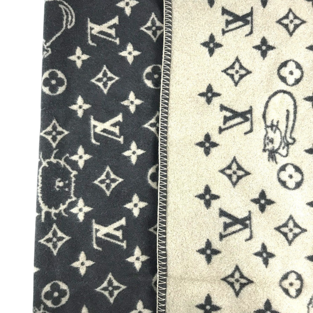LOUIS VUITTON MP2259 blanket interior Classic Catgram Blanket Cat animal blanket Wool / Cashmere Brown Used