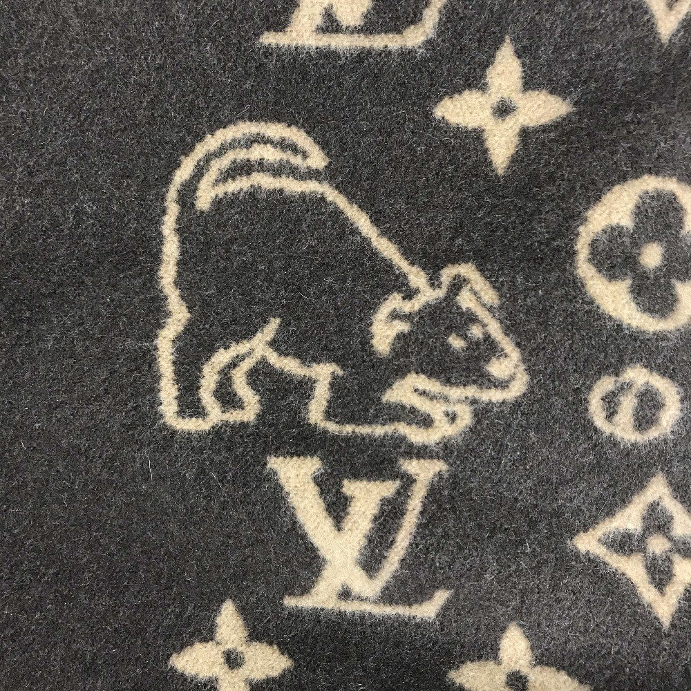 LOUIS VUITTON MP2259 blanket interior Classic Catgram Blanket Cat animal blanket Wool / Cashmere Brown Used