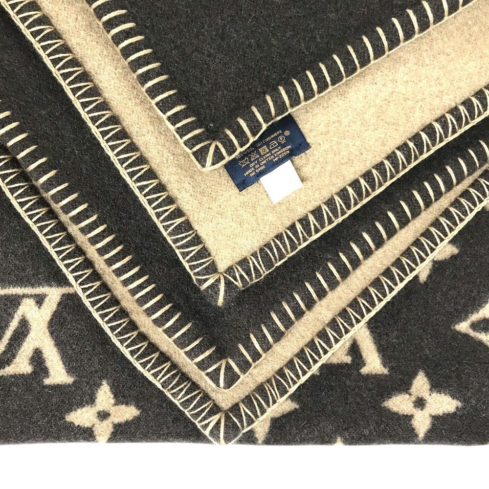 LOUIS VUITTON MP2259 blanket interior Classic Catgram Blanket Cat animal blanket Wool / Cashmere Brown Used
