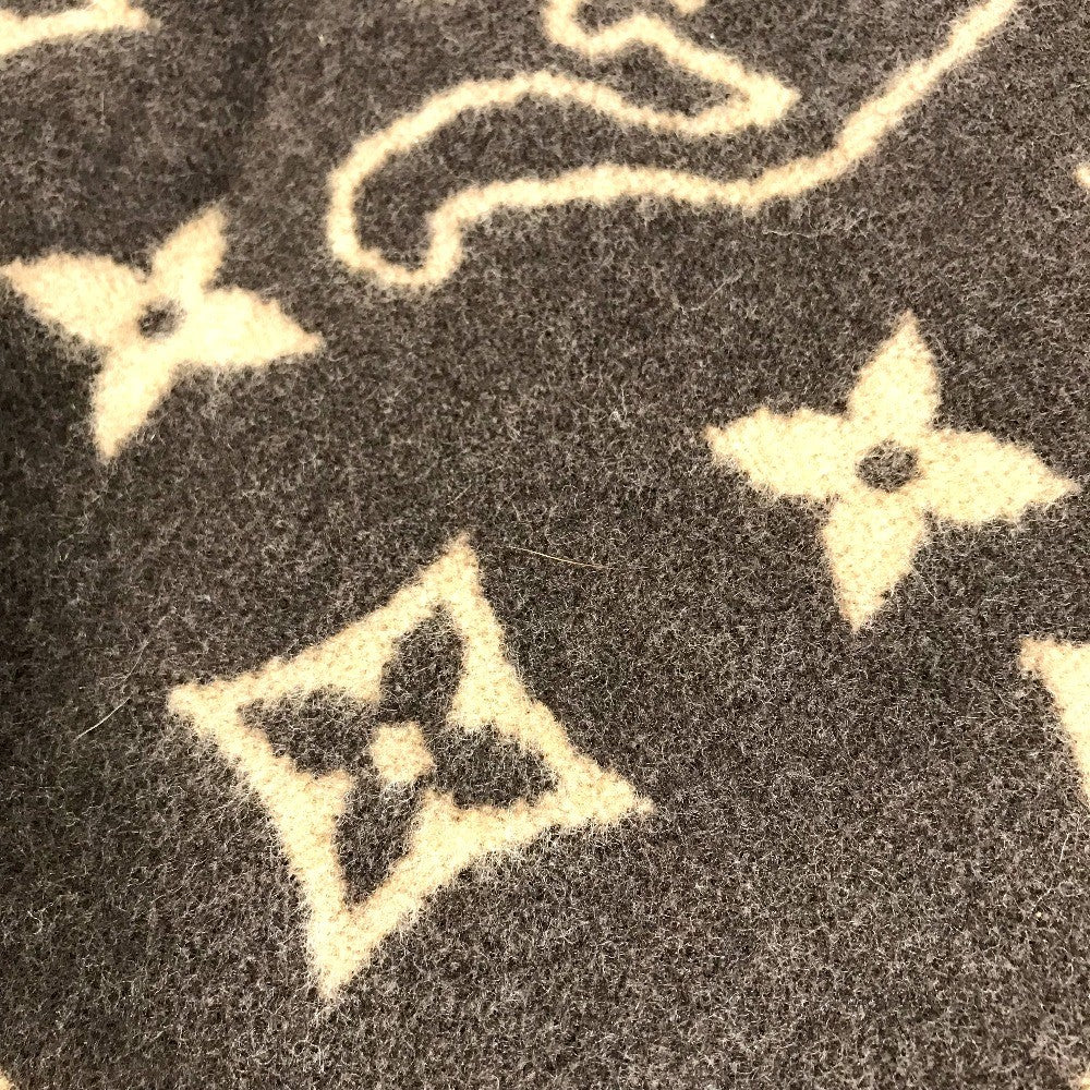 LOUIS VUITTON MP2259 blanket interior Classic Catgram Blanket Cat animal blanket Wool / Cashmere Brown Used