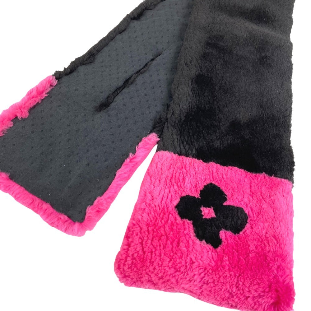 LOUIS VUITTON M70872 Monogram flower charpes LV in the city Beaver fur tippet, bicolor Scarf silk pink/Black Used