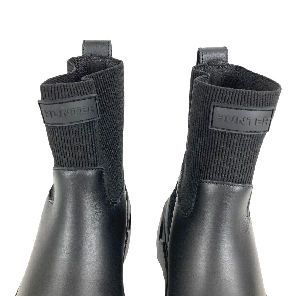 HUNTER WFS1000LPY Explorer Chelsea Platform Boots Shoes shoes boots Leather Black Used
