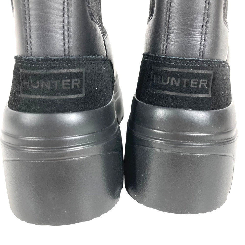HUNTER WFS1000LPY Explorer Chelsea Platform Boots Shoes shoes boots Leather Black Used