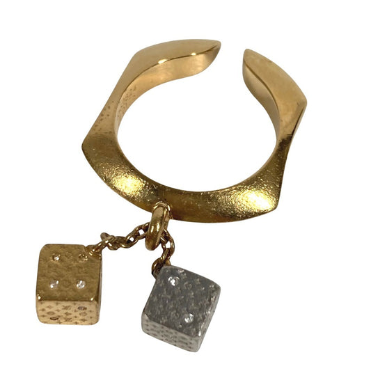 LOUIS VUITTON M62824 Luckygram Ring Dice Monogram Accessories Ring Metal Gold Used