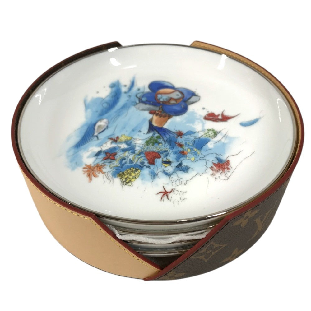 LOUIS VUITTON GI0546 plate tableware interior Hachette Set 4 Vivienne Monogram The dishes Pottery Multicolore Used