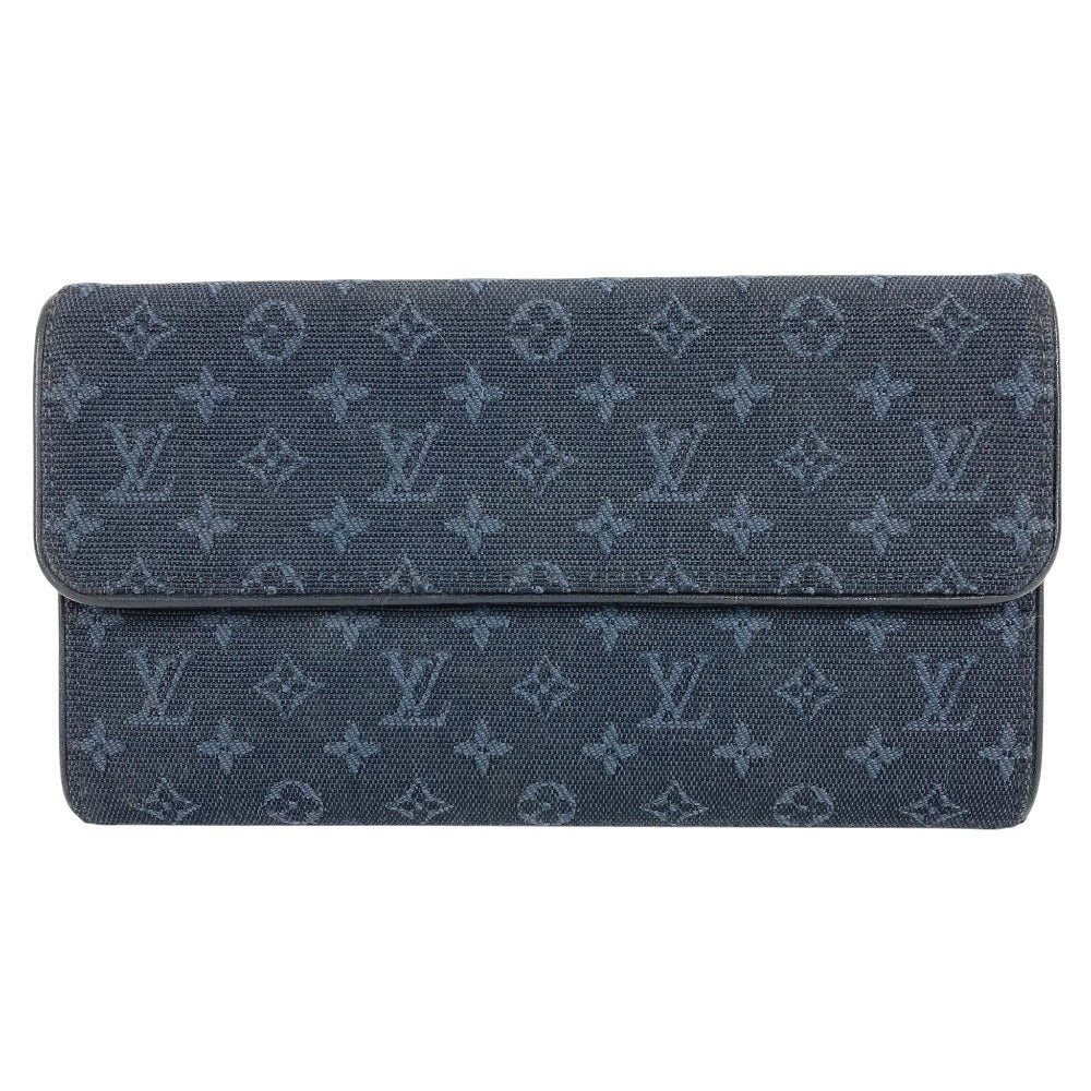 LOUIS VUITTON M92442 Monogram mini Porte Tresor International Long Wallet Tri-Fold Long Wallet Monogram Mini Canvas TST blue Navy Used
