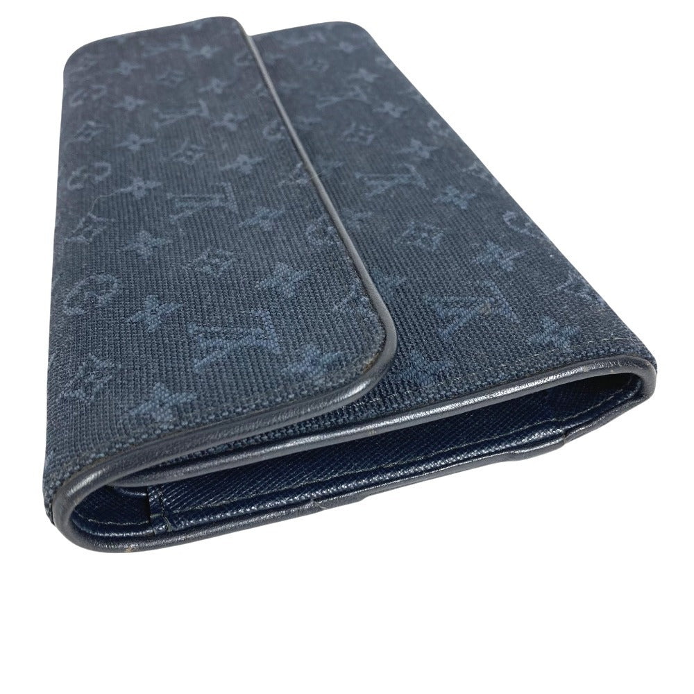 LOUIS VUITTON M92442 Monogram mini Porte Tresor International Long Wallet Tri-Fold Long Wallet Monogram Mini Canvas TST blue Navy Used