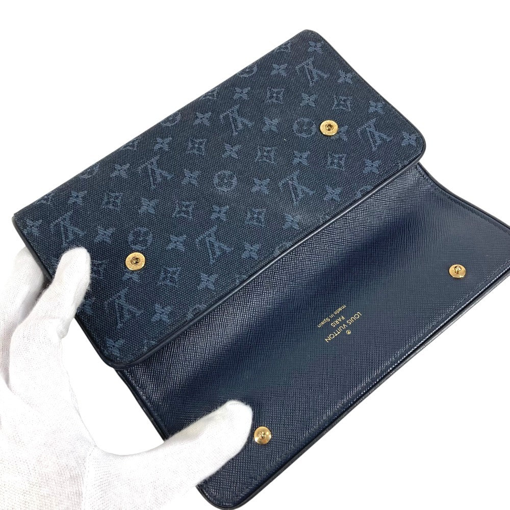 LOUIS VUITTON M92442 Monogram mini Porte Tresor International Long Wallet Tri-Fold Long Wallet Monogram Mini Canvas TST blue Navy Used