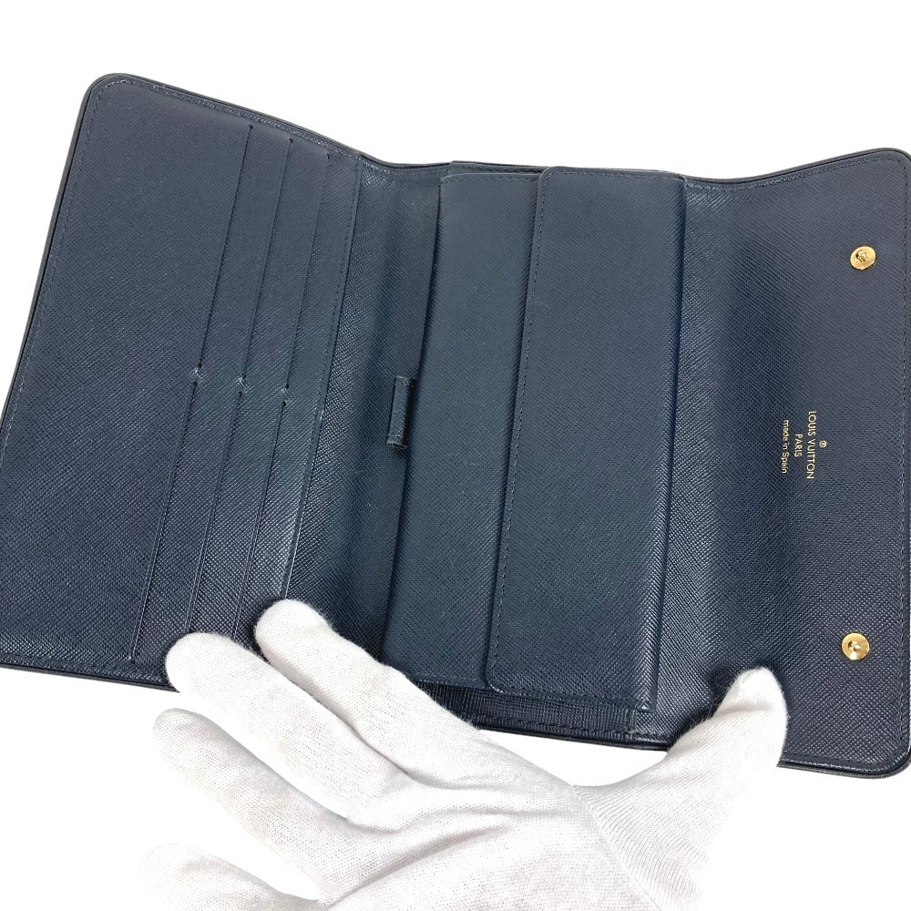 LOUIS VUITTON M92442 Monogram mini Porte Tresor International Long Wallet Tri-Fold Long Wallet Monogram Mini Canvas TST blue Navy Used