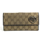 GUCCI 245723 LOVELY Guccissima logo GG heart Double Snap Long Wallet Long Wallet GGCanvas/Leather Beige/Dark brown Used