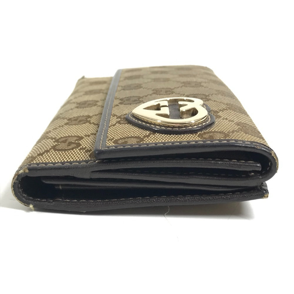 GUCCI 245723 LOVELY Guccissima logo GG heart Double Snap Long Wallet Long Wallet GGCanvas/Leather Beige/Dark brown Used