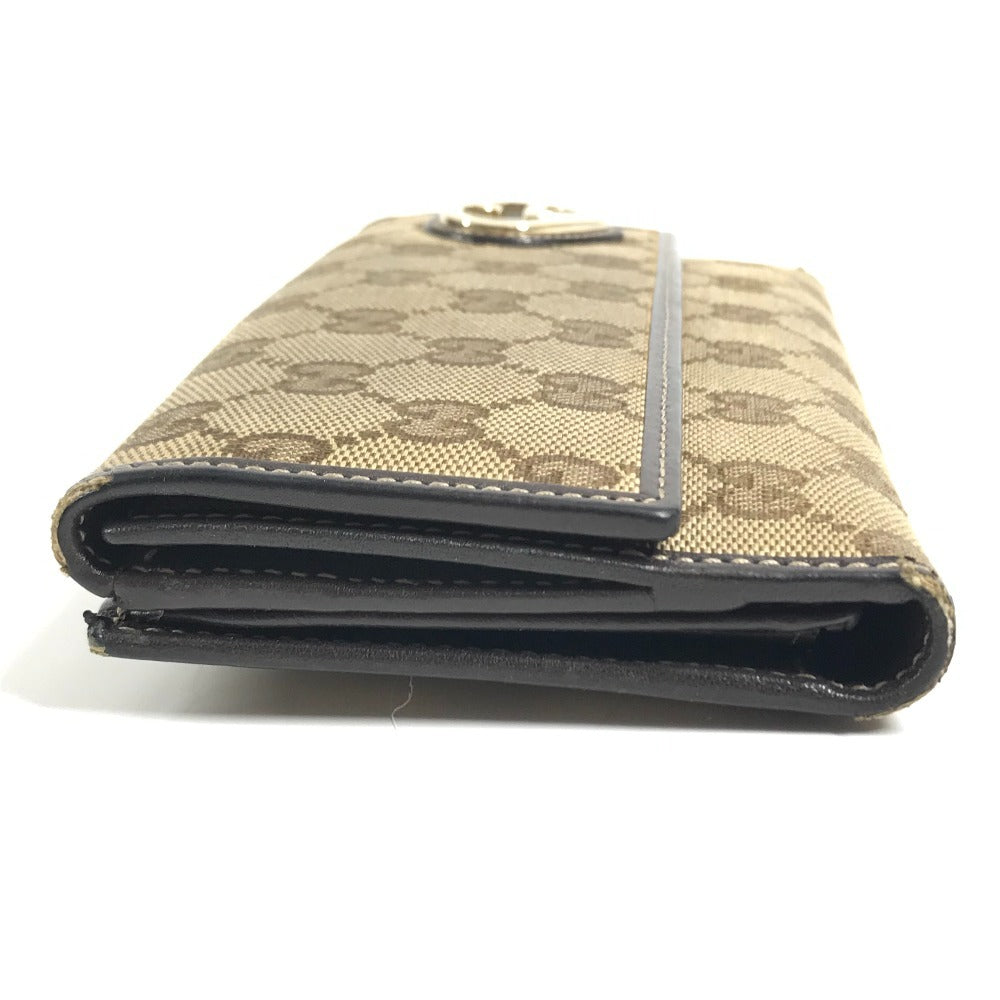 GUCCI 245723 LOVELY Guccissima logo GG heart Double Snap Long Wallet Long Wallet GGCanvas/Leather Beige/Dark brown Used