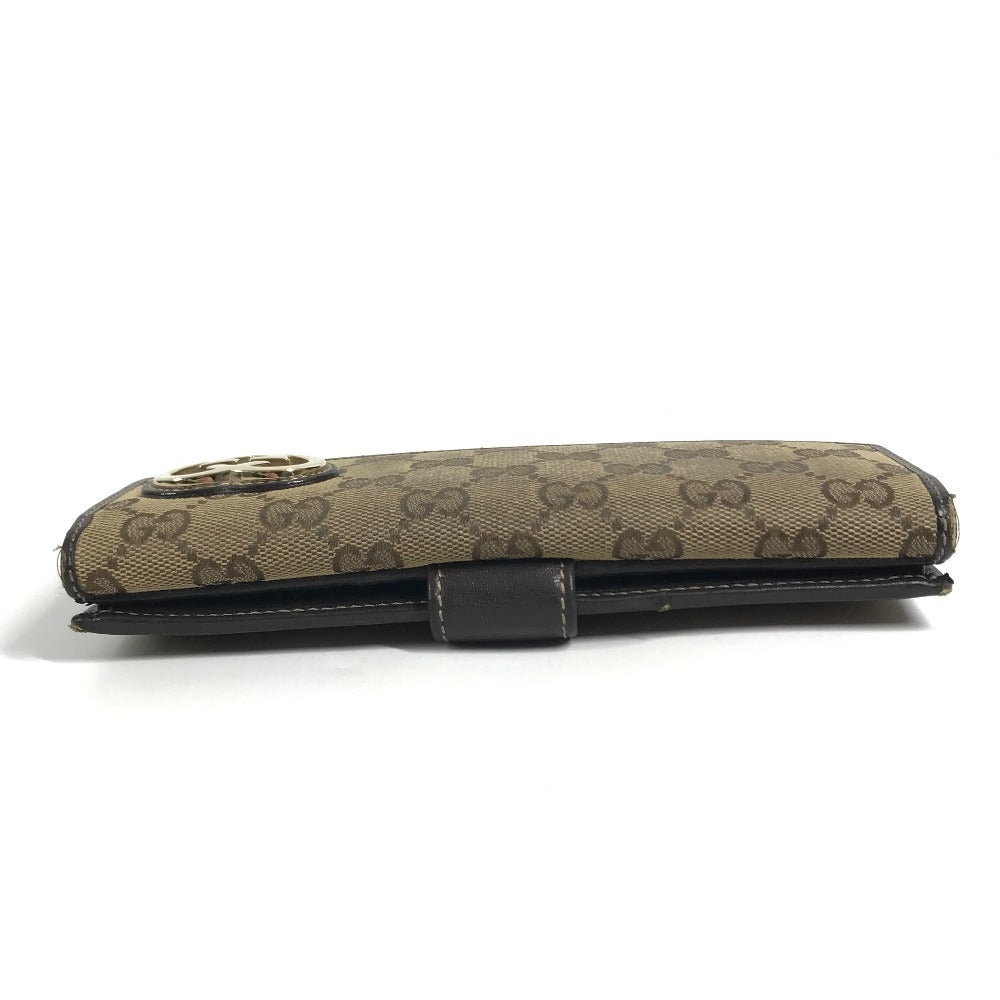 GUCCI 245723 LOVELY Guccissima logo GG heart Double Snap Long Wallet Long Wallet GGCanvas/Leather Beige/Dark brown Used