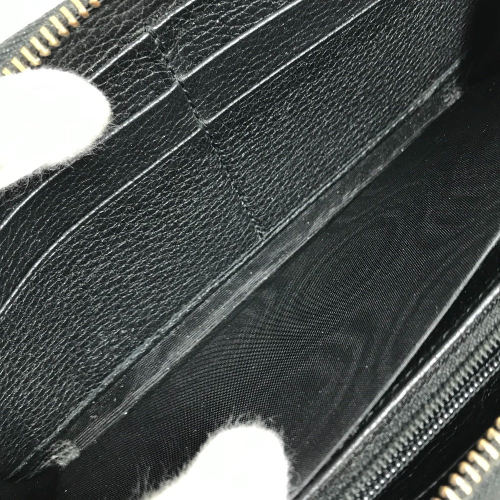 GUCCI 496317 Logo GG Zip Around Long Wallet Long Wallet Leather Black Used
