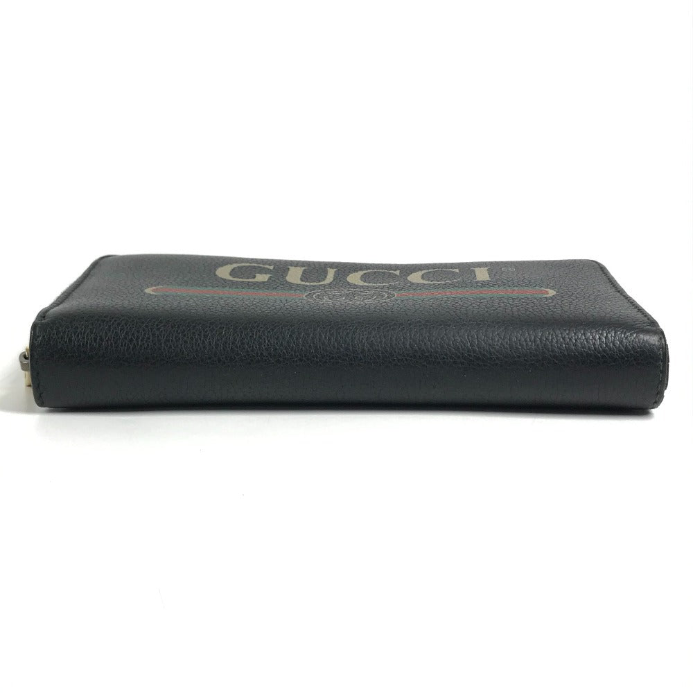 GUCCI 496317 Logo GG Zip Around Long Wallet Long Wallet Leather Black Used