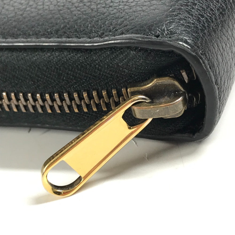 GUCCI 496317 Logo GG Zip Around Long Wallet Long Wallet Leather Black Used