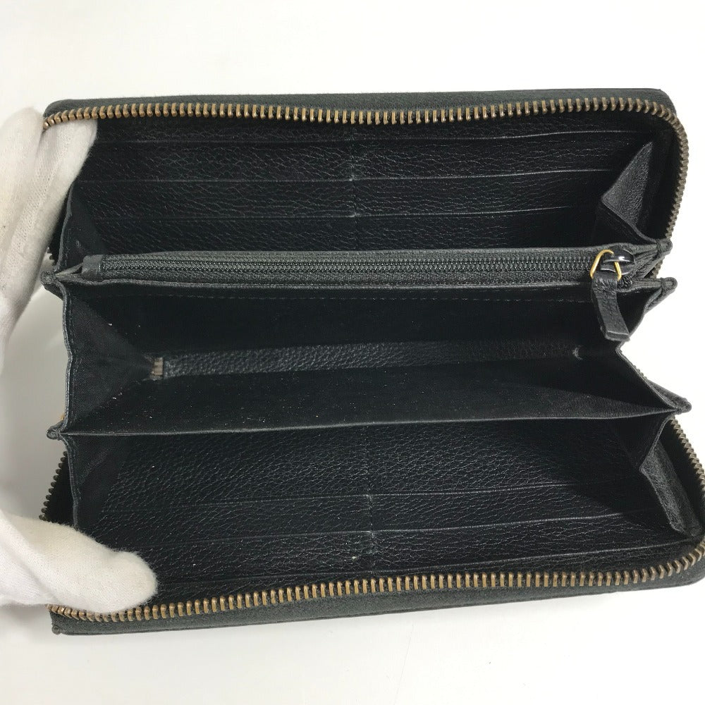 GUCCI 496317 Logo GG Zip Around Long Wallet Long Wallet Leather Black Used