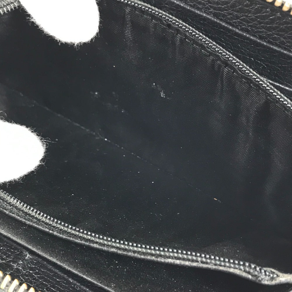 GUCCI 496317 Logo GG Zip Around Long Wallet Long Wallet Leather Black Used