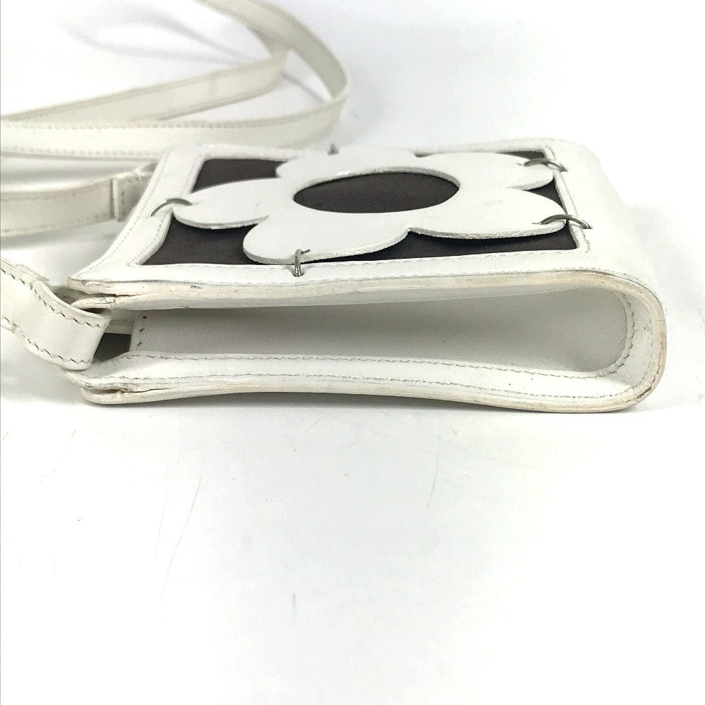 CELINE Flower logo Shoulder bag, Crossbody, Leather, Canvas, Black Shoulder Bag Leather/Canvas White Used