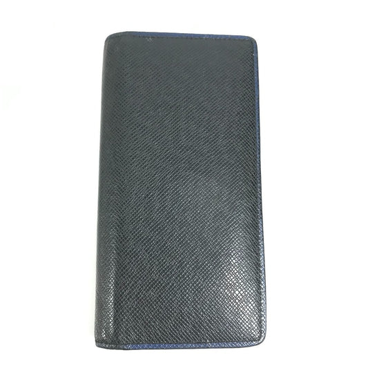 LOUIS VUITTON M30558 Taiga Portefeuilles Brazza Bicolor Long Wallet Long Wallet Taiga Leather Black/blue Used