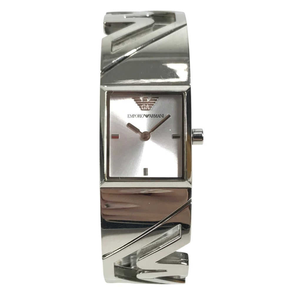Emporio Armani AR5740 Logo Bangle Watch Women's watch bracelet Wristwatch SS Silver Used