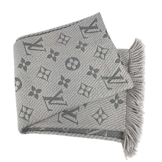 LOUIS VUITTON M74742 charpes logo mania charpes logo mania Fringe Stole / Shawl Scarf wool / silk gray Used