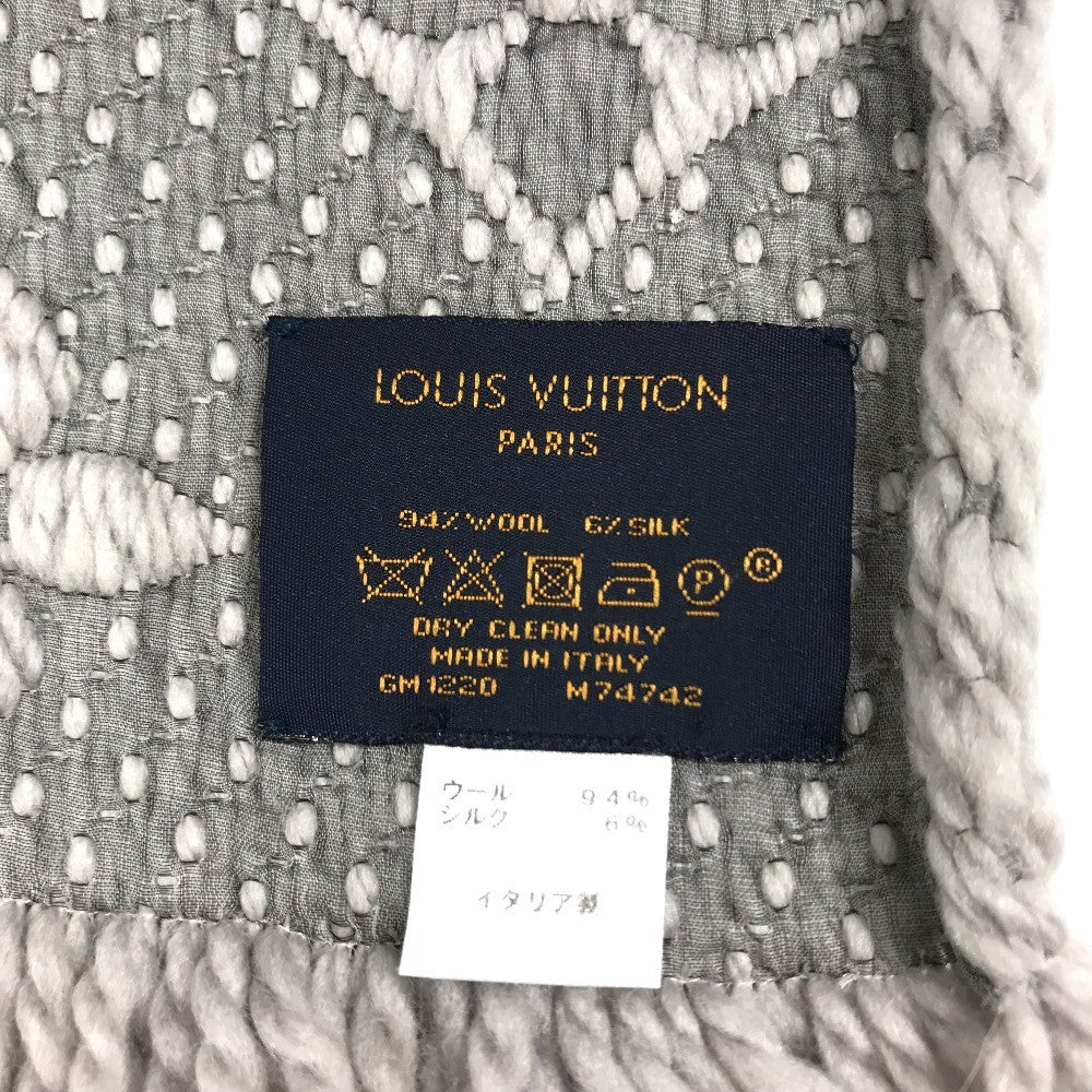 LOUIS VUITTON M74742 charpes logo mania charpes logo mania Fringe Stole / Shawl Scarf wool / silk gray Used