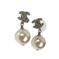 CHANEL 22V CC CC Mark Logo Faux Pearl Jewelry, accessories, rhinestones, faux pearls, earrings, metal. Pierce Metal Silver Used