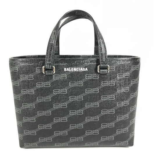 BALENCIAGA 702699 Monogram BB MONOGRAM SIGNATURE SHOPP EW S Signature Small Shopper Bag Bag Tote Bag Hand Bag Leather Black Used