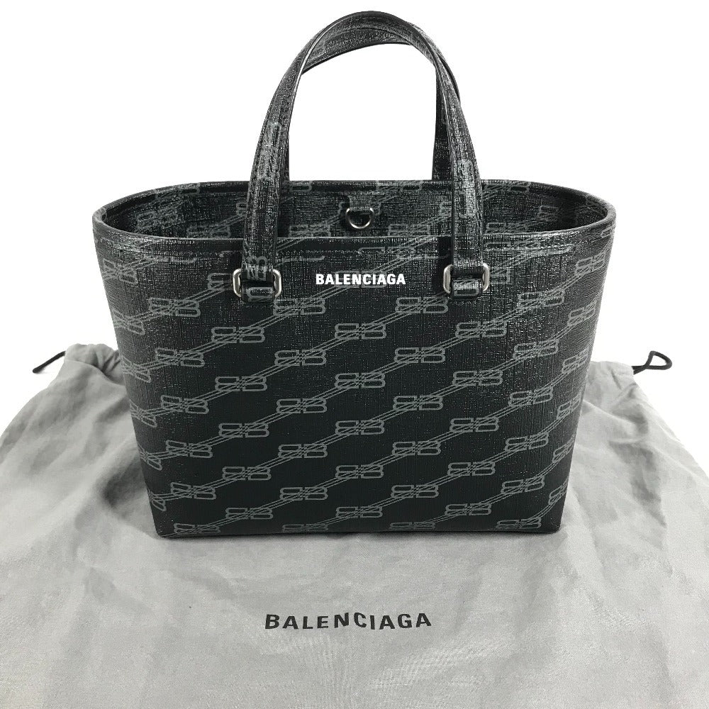 BALENCIAGA 702699 Monogram BB MONOGRAM SIGNATURE SHOPP EW S Signature Small Shopper Bag Bag Tote Bag Hand Bag Leather Black Used