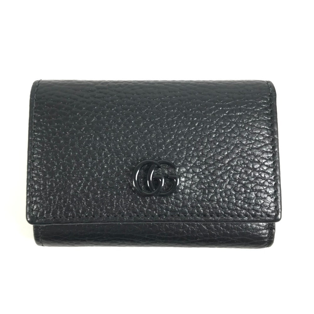 GUCCI 644407 GG Marmont logo Compact wallet Trifold wallet Leather Black Used