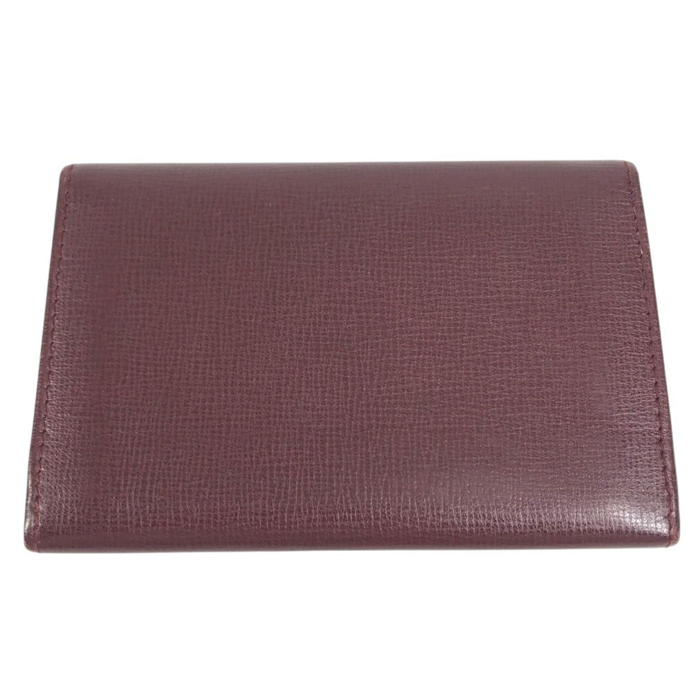 CARTIER Must de Line logo Bi-fold business card holder pass case Card Case Leather wine-red Used