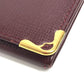 CARTIER Must de Line logo Bi-fold business card holder pass case Card Case Leather wine-red Used