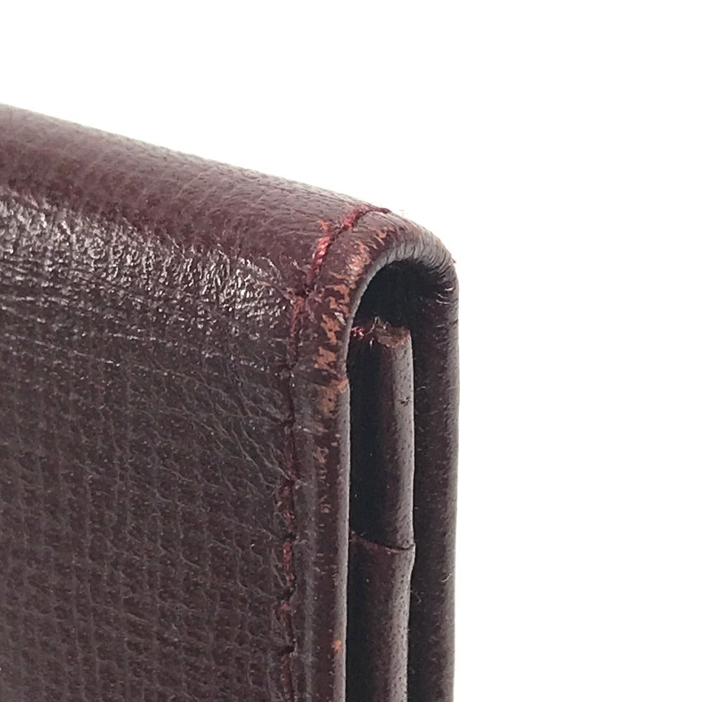CARTIER Must de Line logo Bi-fold business card holder pass case Card Case Leather wine-red Used
