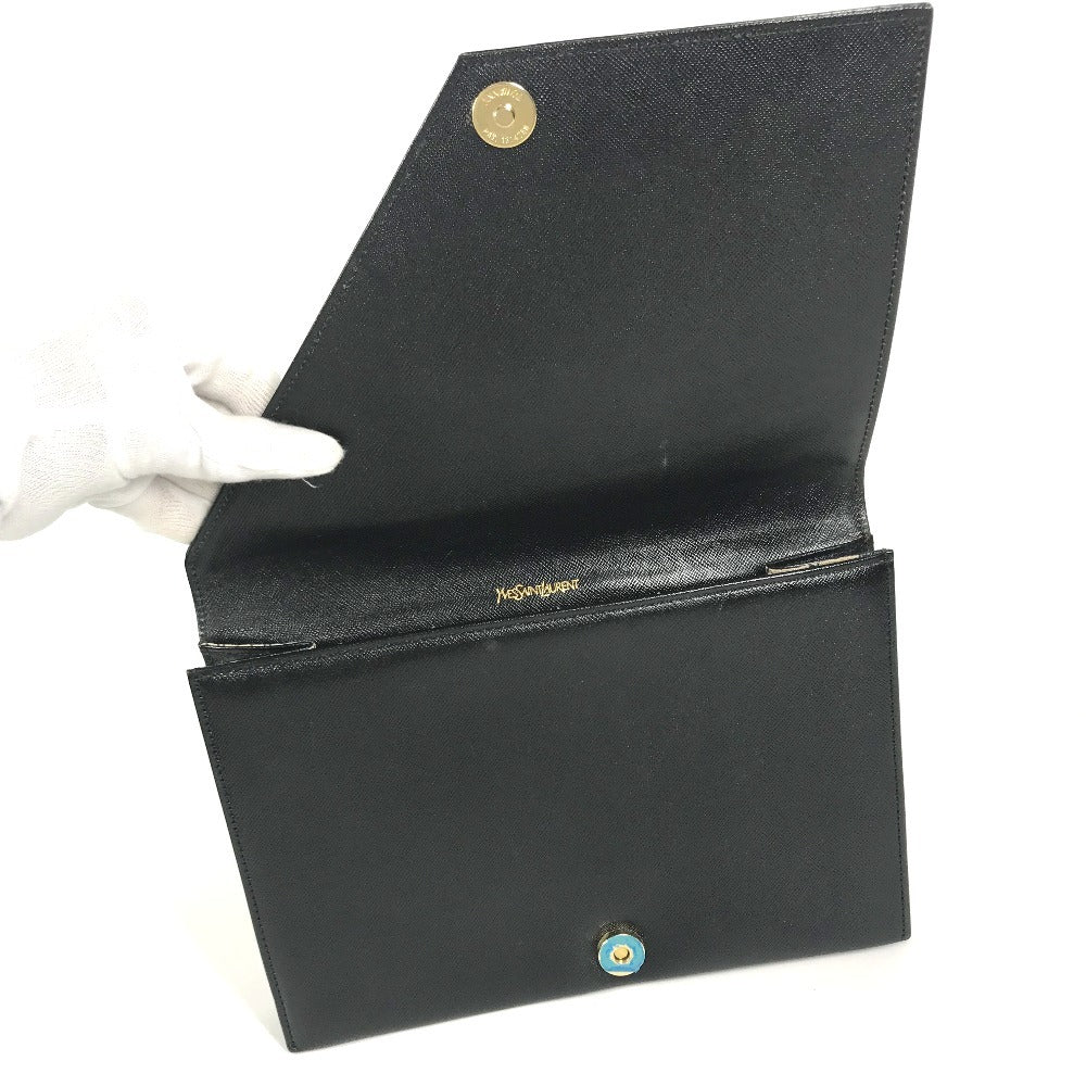 YVES SAINT LAURENT 不明 vintage Bag Pouch Clutch Bag Cluch Bag Leather Black Used