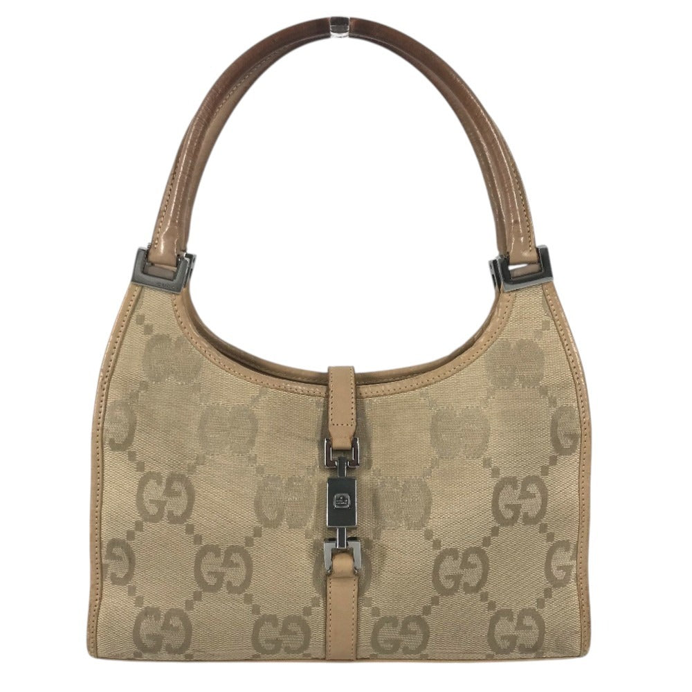 GUCCI 002 1068 GG logo Jackie Bag Tote Bag Shoulder Bag Hand Bag GGCanvas/Leather Beige Used