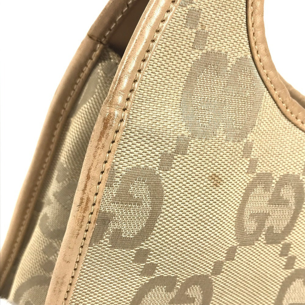 GUCCI 002 1068 GG logo Jackie Bag Tote Bag Shoulder Bag Hand Bag GGCanvas/Leather Beige Used