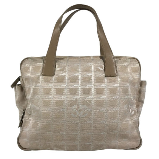 CHANEL New travel line CC CC Mark logo Bag Tote Bag Hand Bag Nylon / Leather Beige Used