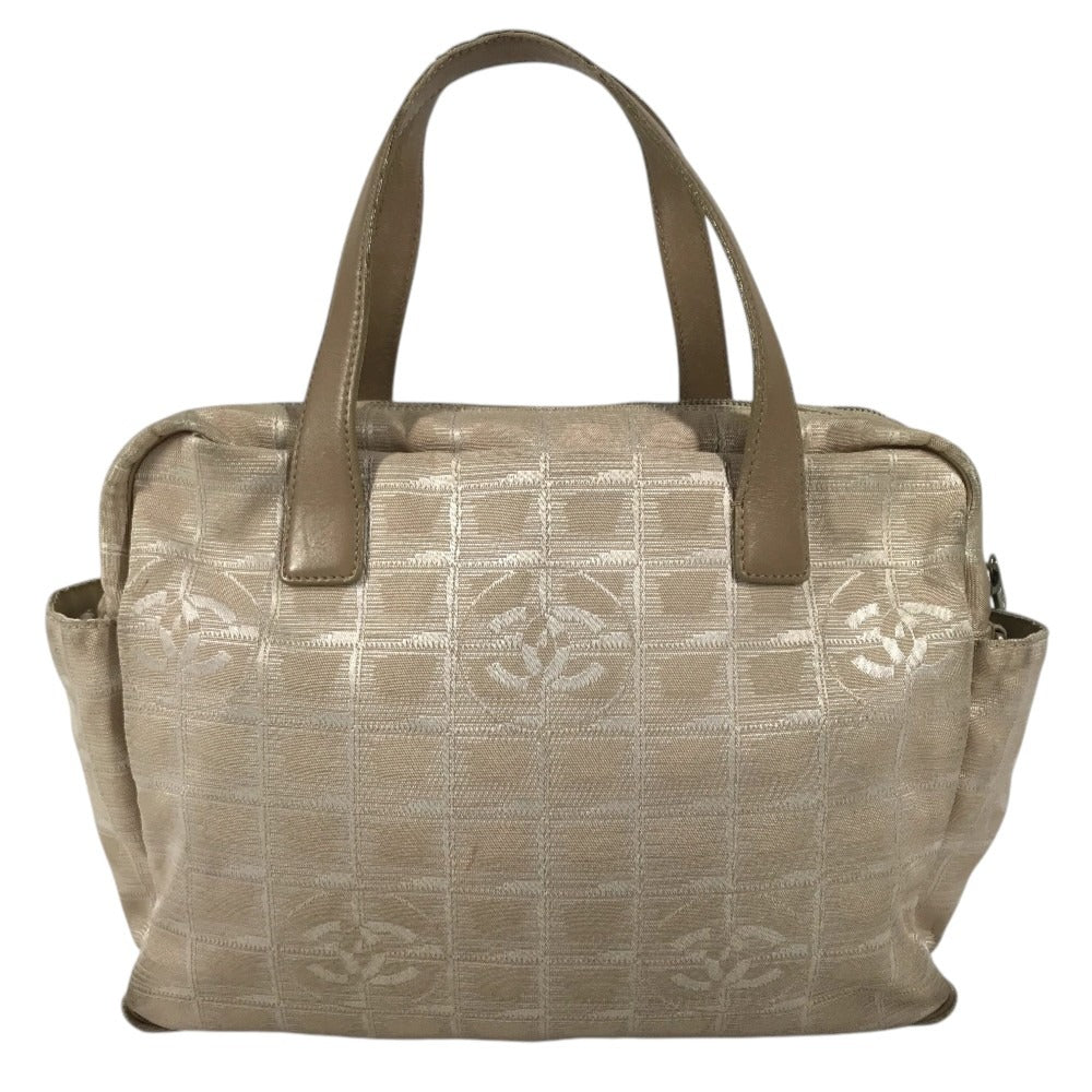 CHANEL New travel line CC CC Mark logo Bag Tote Bag Hand Bag Nylon / Leather Beige Used
