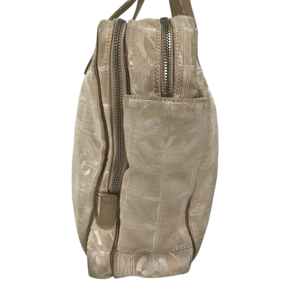 CHANEL New travel line CC CC Mark logo Bag Tote Bag Hand Bag Nylon / Leather Beige Used