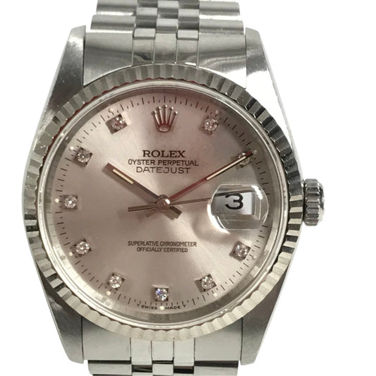 ROLEX X Datejust 10P Diamond Men's watch Wristwatch SS/WG Silver Used