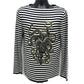GUCCI 461177 Men's Cotton Sweatshirt with Striped Octopus Motif, White and Black