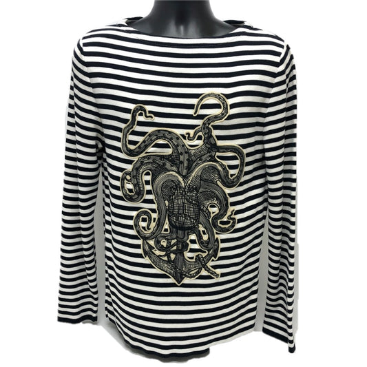 GUCCI 461177 トップス ボーダー タコモチーフ トレーナー スウェット コットン メンズ ホワイト×ブラック