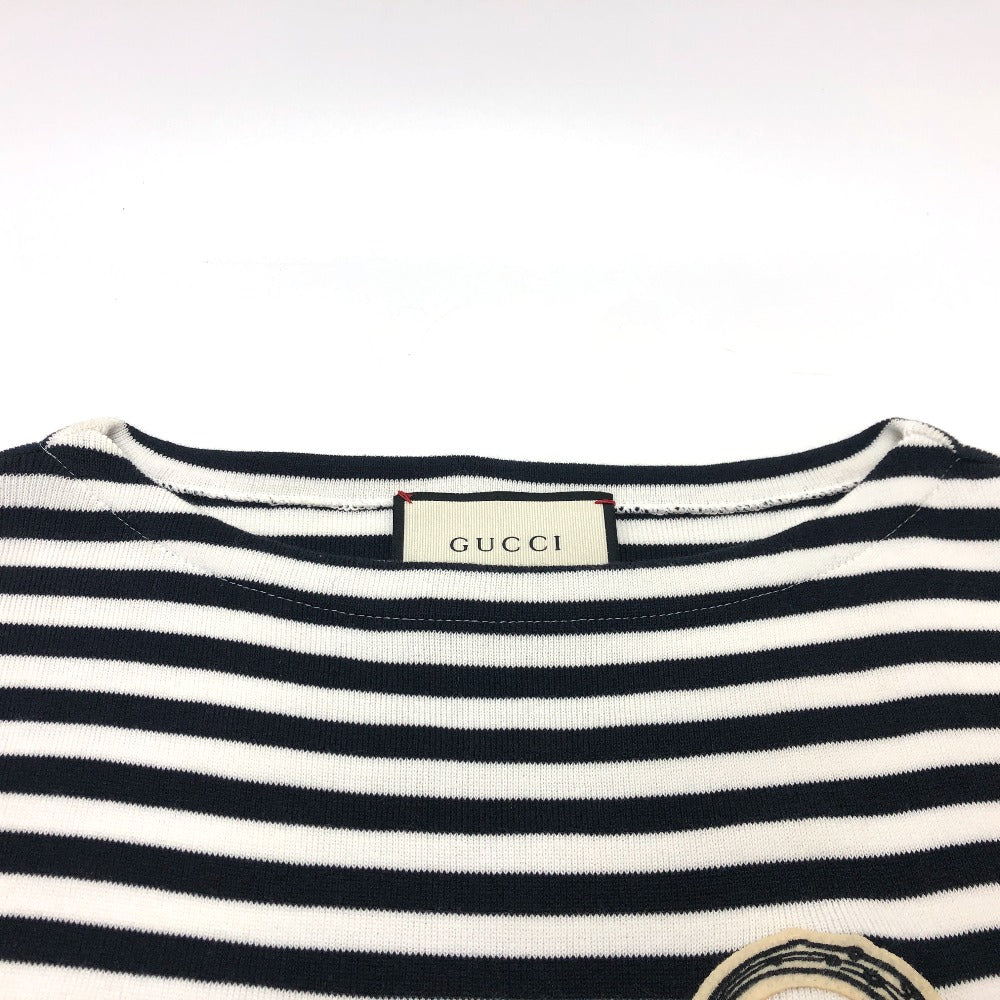 GUCCI 461177 Men's Cotton Sweatshirt with Striped Octopus Motif, White and Black
