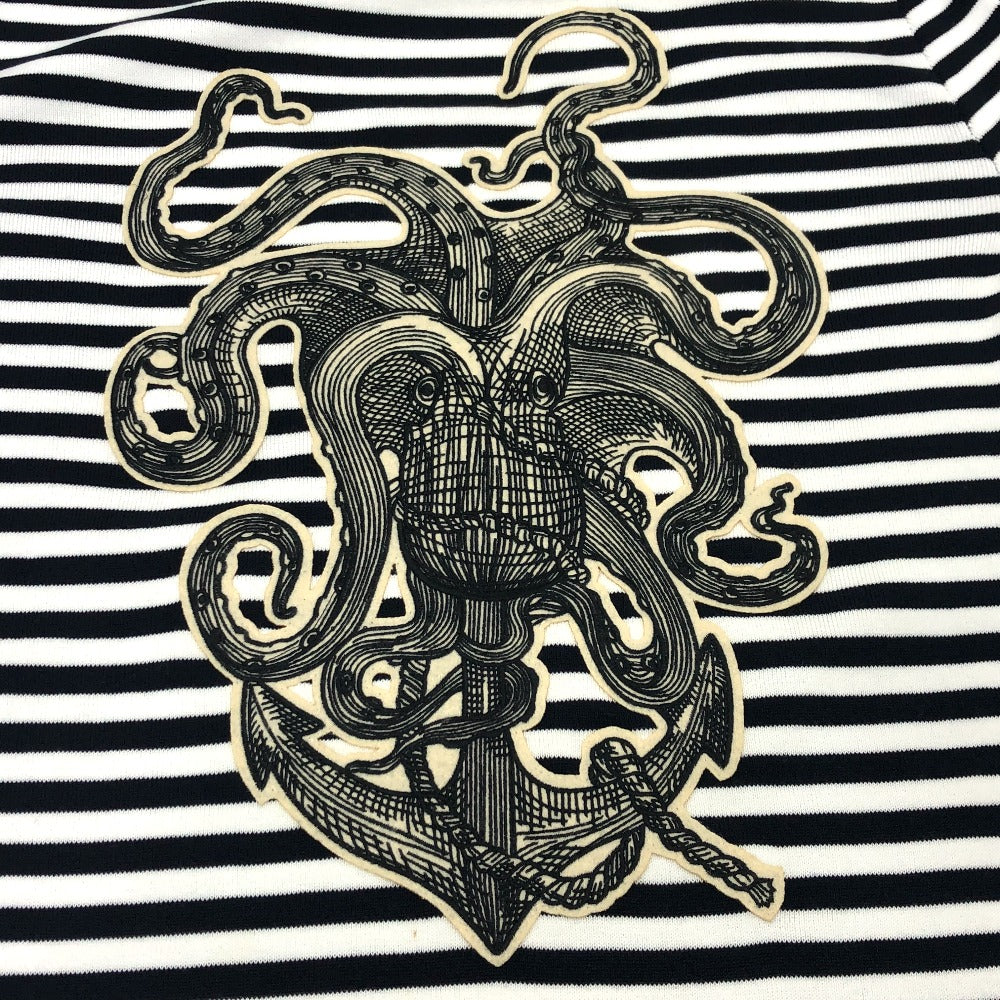 GUCCI 461177 Men's Cotton Sweatshirt with Striped Octopus Motif, White and Black