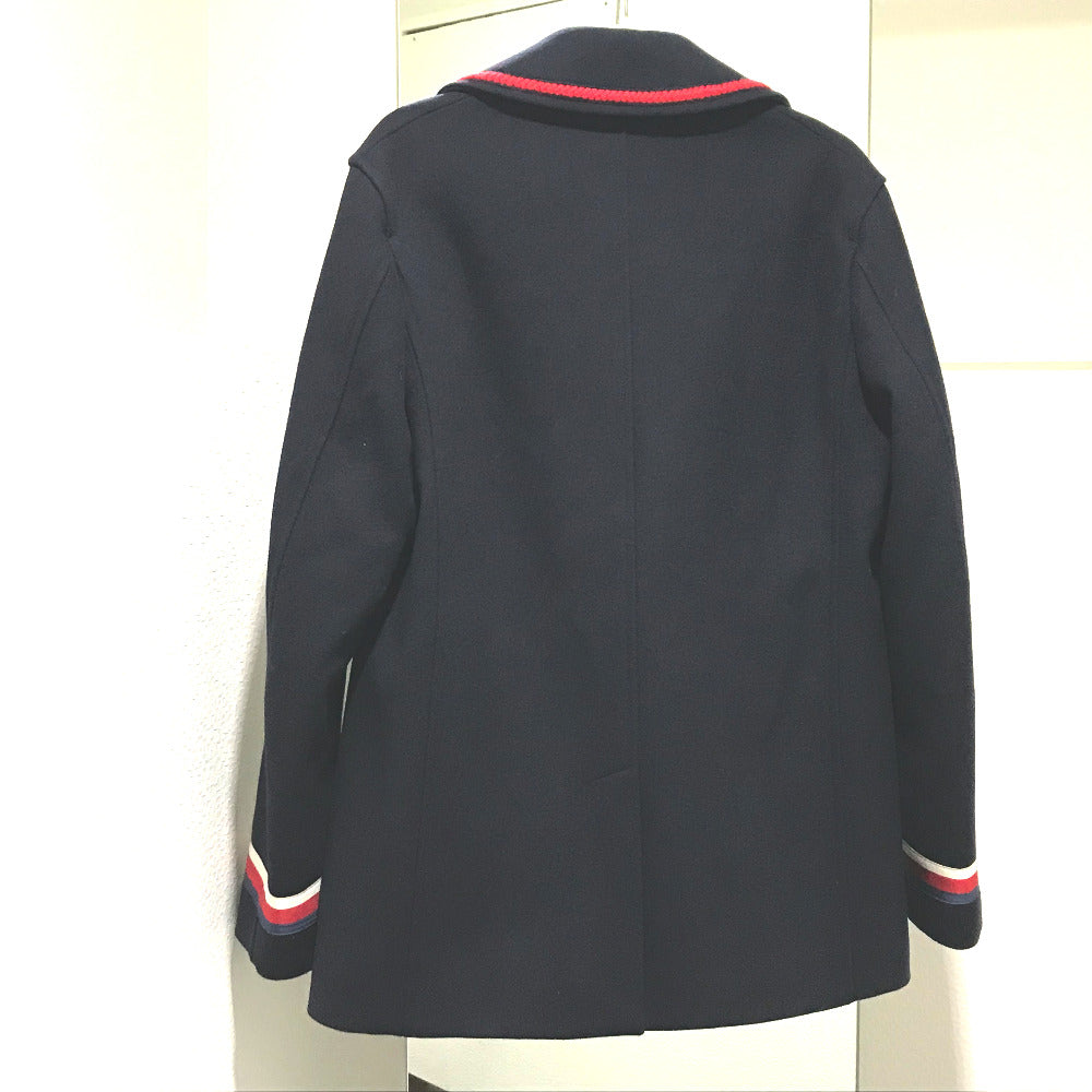 GUCCI 451131 Two-tone Sylvie Web Ribbon Felt Jacket/Peacoat, Men's, Navy