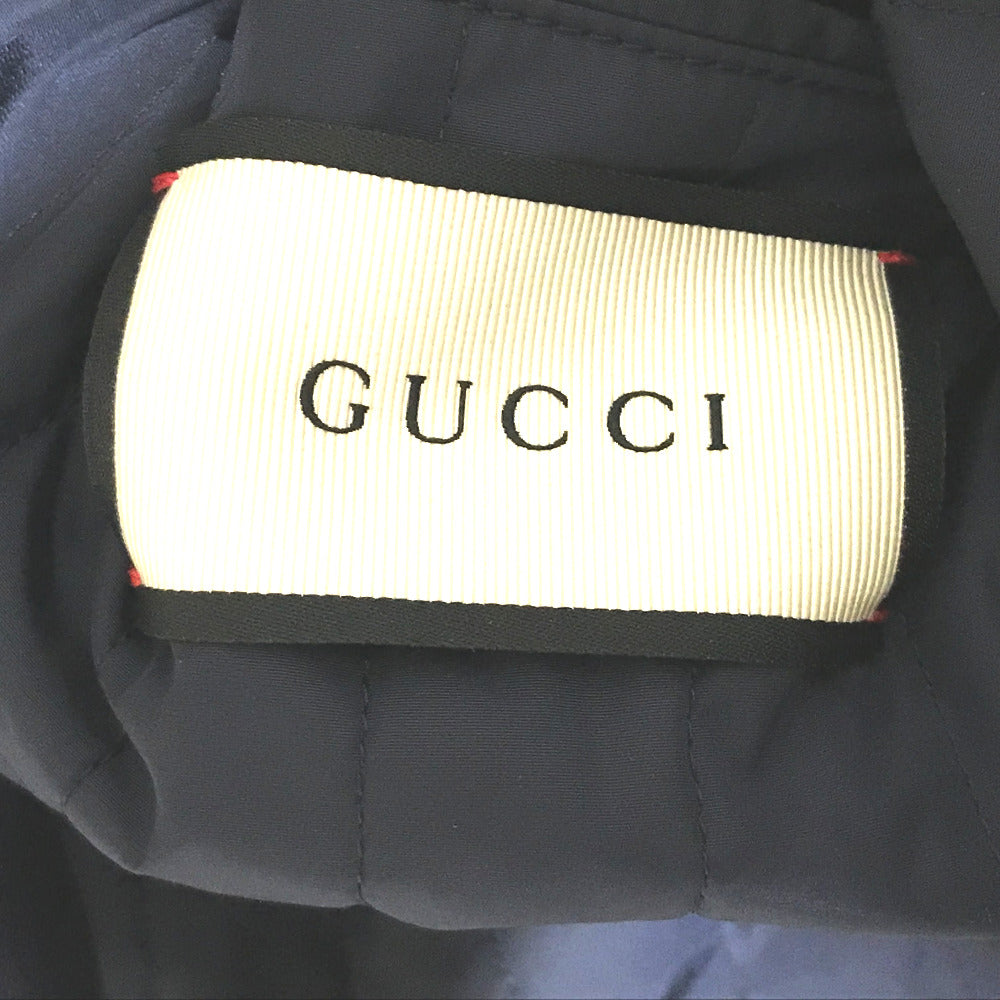 GUCCI 451131 Two-tone Sylvie Web Ribbon Felt Jacket/Peacoat, Men's, Navy