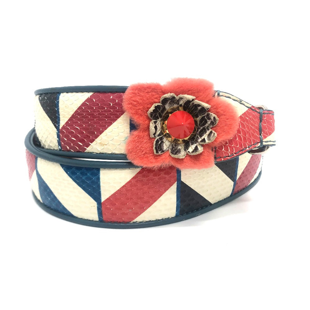 FENDI 8AV077 Flower Stud Strap You Bag, Multicolor Leather Shoulder Strap for Women, White with Multicolor and Silver Hardware