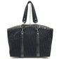 Christian Dior Floral Embroidered Trotter Shoulder Tote Bag in Canvas/Leather, Black